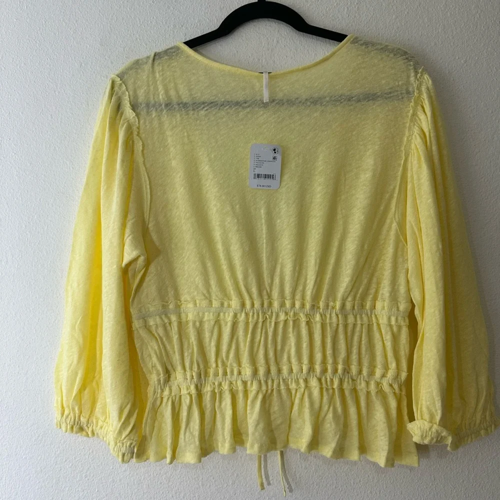 Free People Lets Go Blouse in Summertime Lemonade size Large NWT